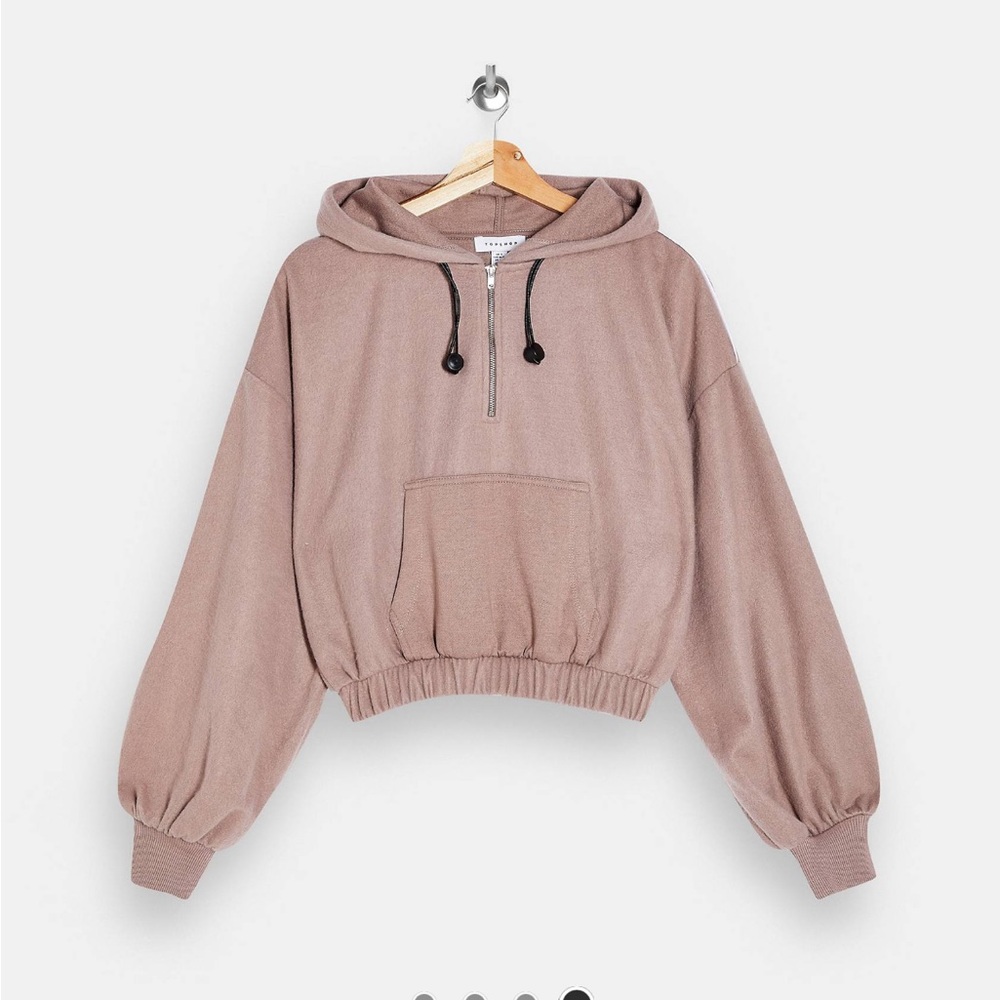 Topshop Cropped Hoodie in Minx XL